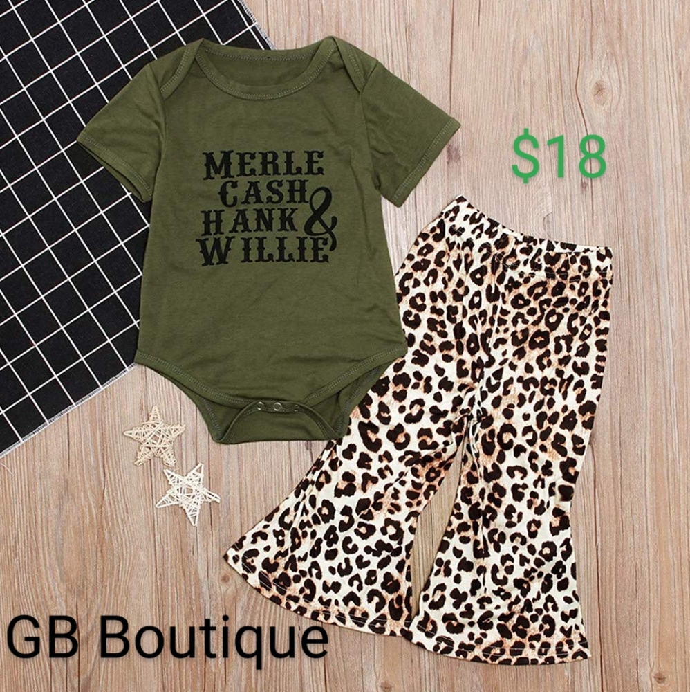 Merle cash Hank & Willie onesie with bell bottoms